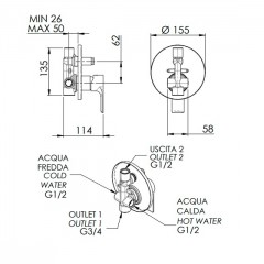 Смесител за вграждане Reflex RX612CR кръгъл