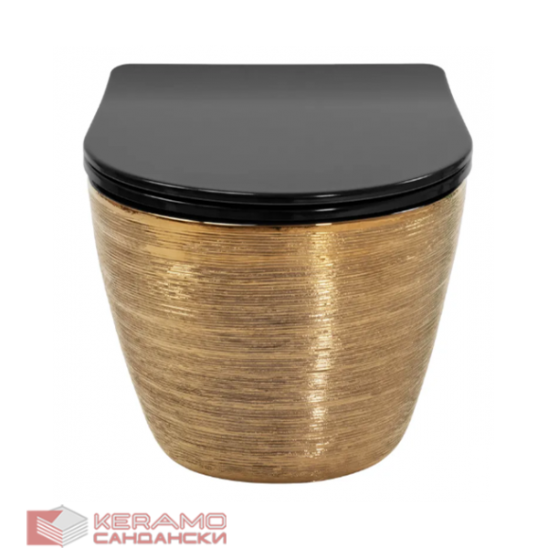 Тоалетна чиния висяща Carlo Mini Rimless Gold Brush Black REA-С3300