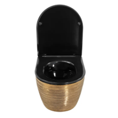 Тоалетна чиния висяща Carlo Mini Rimless Gold Brush Black REA-С3300