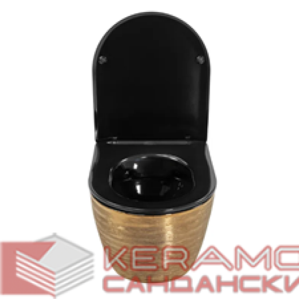 Тоалетна чиния висяща Carlo Mini Rimless Gold Brush Black REA-С3300