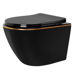 Тоалетна чиния висяща Carlo Mini Rimless Gold Black REA-С8800