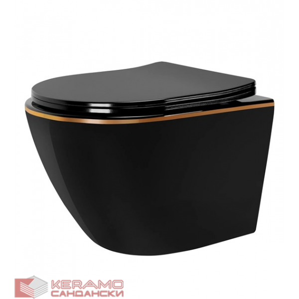 Тоалетна чиния висяща Carlo Mini Rimless Gold Black REA-С8800