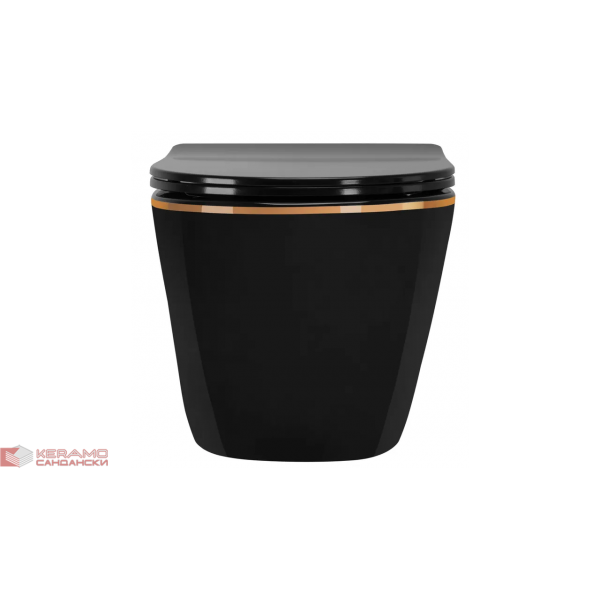 Тоалетна чиния висяща Carlo Mini Rimless Gold Black REA-С8800