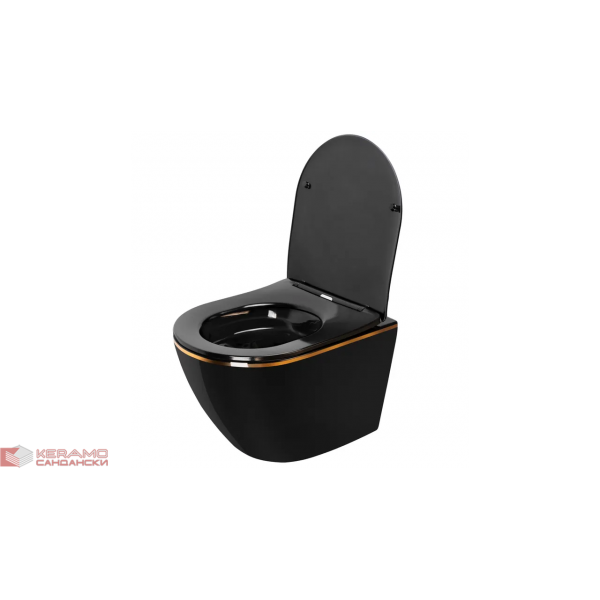 Тоалетна чиния висяща Carlo Mini Rimless Gold Black REA-С8800