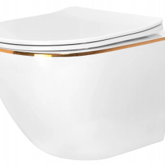 Тоалетна чиния висяща Carlo Mini Rimless Gold White REA-С1222