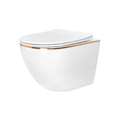 Тоалетна чиния висяща Carlo Mini Rimless Gold White REA-С1222