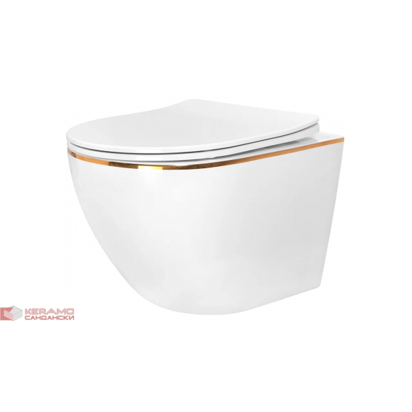 Тоалетна чиния висяща Carlo Mini Rimless Gold White REA-С1222