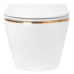 Тоалетна чиния висяща Carlo Mini Rimless Gold White REA-С1222