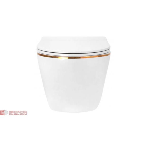 Тоалетна чиния висяща Carlo Mini Rimless Gold White REA-С1222