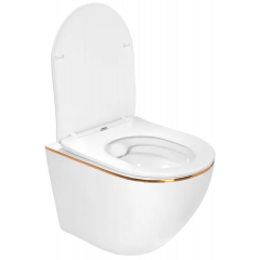 Тоалетна чиния висяща Carlo Mini Rimless Gold White REA-С1222