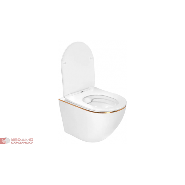 Тоалетна чиния висяща Carlo Mini Rimless Gold White REA-С1222
