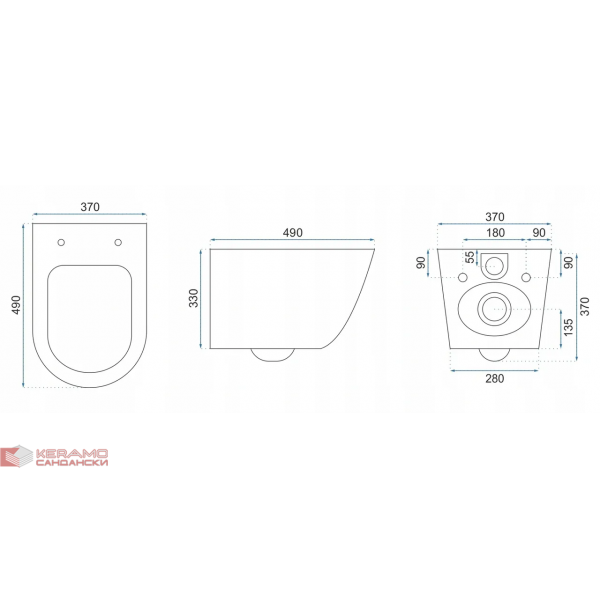 Тоалетна чиния висяща Carlo Mini Rimless Gold White REA-С1222