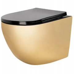 Тоалетна чиния висяща Carlo Mini Rimless Gold Black REA-С8990