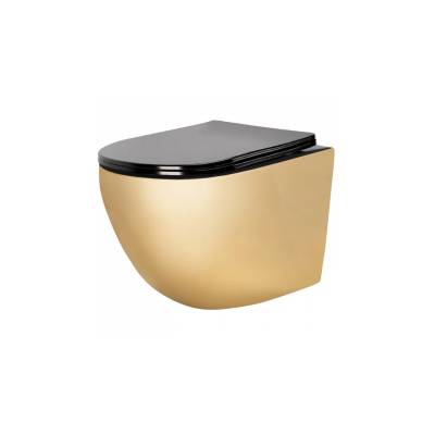 Тоалетна чиния висяща Carlo Mini Rimless Gold Black REA-С8990
