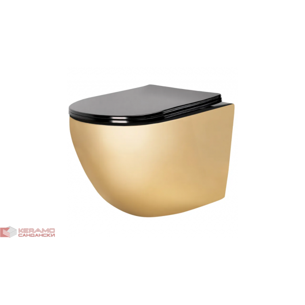 Тоалетна чиния висяща Carlo Mini Rimless Gold Black REA-С8990