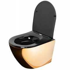 Тоалетна чиния висяща Carlo Mini Rimless Gold Black REA-С8990
