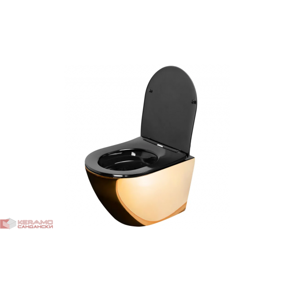 Тоалетна чиния висяща Carlo Mini Rimless Gold Black REA-С8990