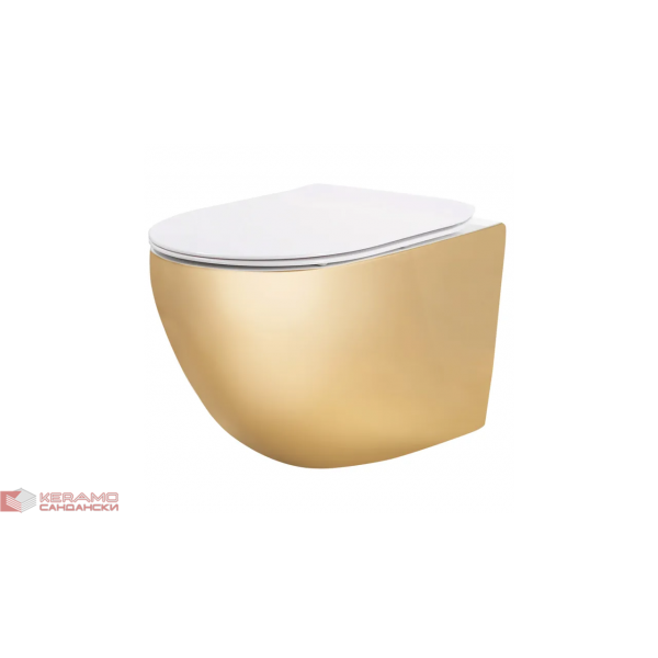 Тоалетна чиния висяща Carlo Mini Rimless Gold White REA-С0669