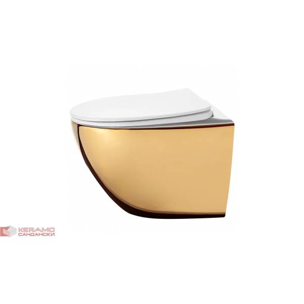 Тоалетна чиния висяща Carlo Mini Rimless Gold White REA-С0669