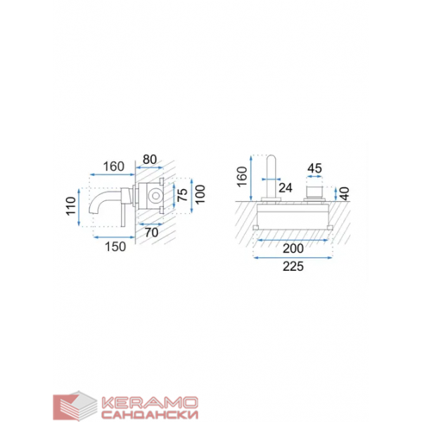 СМЕСИТЕЛ за вграждане Rea Lungo Gold Mat + BOX REA-B8652