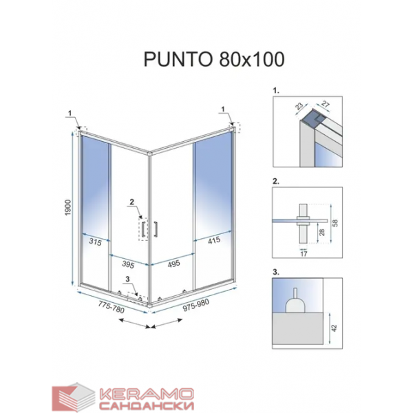 Душ кабина PUNTO BLACK 80x100 REA-K4806