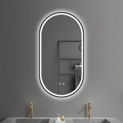 Огледало LED OVL 50x100cm Black HOM-02505
