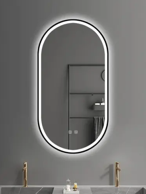 Огледало LED OVL 50x100cm Black HOM-02505