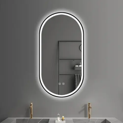 Огледало LED OVL 50x100cm Black HOM-02505
