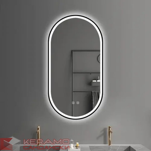 Огледало LED OVL 50x100cm Black HOM-02505