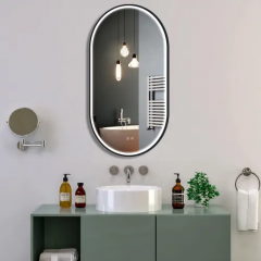 Огледало LED OVL 50x100cm Black HOM-02505