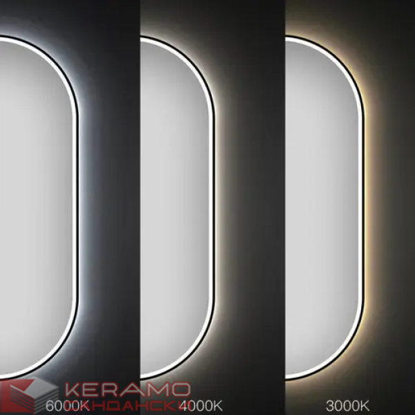 Огледало LED OVL 50x100cm Black HOM-02505