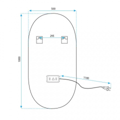 Огледало LED OVL 50x100cm Black HOM-02505