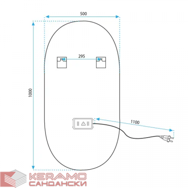 Огледало LED OVL 50x100cm Black HOM-02505