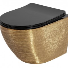 Тоалетна чиния висяща Carlo Mini Tornado Gold Brush Black REA-С4330