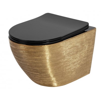 Тоалетна чиния висяща Carlo Mini Tornado Gold Brush Black REA-С4330