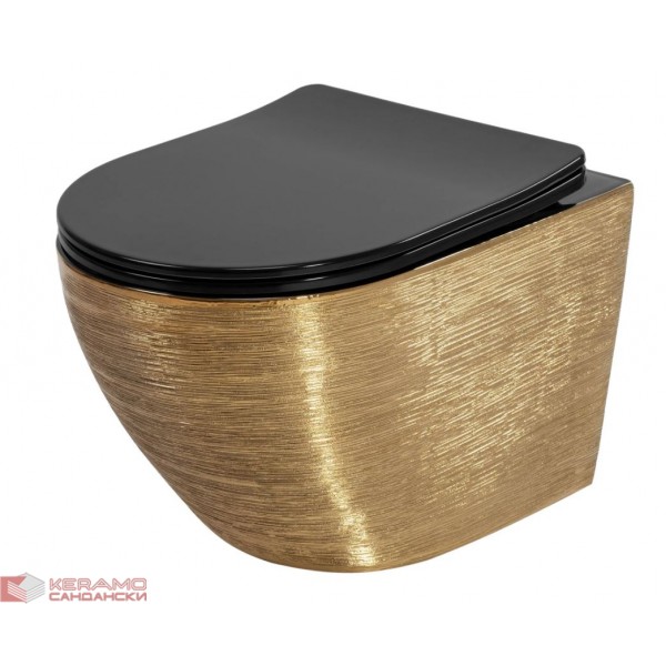 Тоалетна чиния висяща Carlo Mini Tornado Gold Brush Black REA-С4330