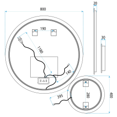 Огледало LED R-8040 80cm + 40cm
