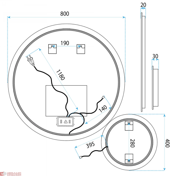 Огледало LED R-8040 80cm + 40cm