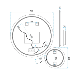 Огледало LED R-9045 90cm + 45cm HOM-08532
