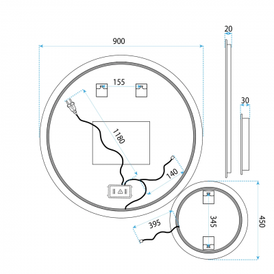 Огледало LED R-9045 90cm + 45cm HOM-08532