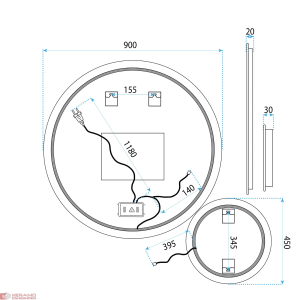 Огледало LED R-9045 90cm + 45cm HOM-08532