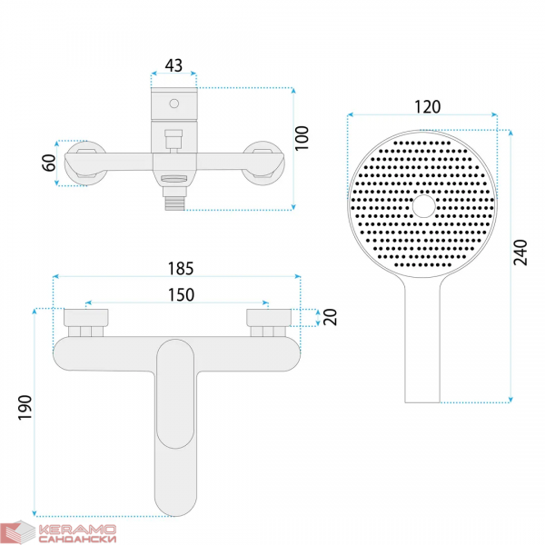 Смесител за вана DROP Brush Copper REA-B6397