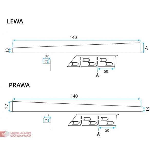 Лайсна за душ кабина 140cm Brush nickel REA-K3222 Дясна