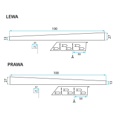 Лайсна за душ кабина 100cm Brush Copper REA-K9490 Лява