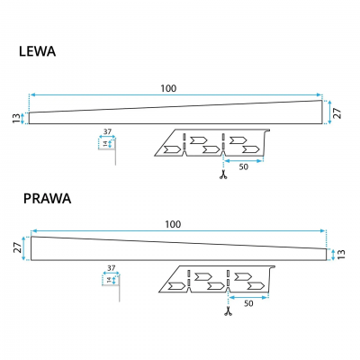 Лайсна за душ кабина 100cm Brush Copper REA-K9491 Дясна