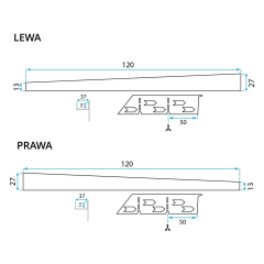 Лайсна за душ кабина 120cm Brush Copper REA-K9493 Дясна