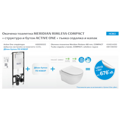 К-т Промоция Roca Meridian Rimless Compact и структура Active One