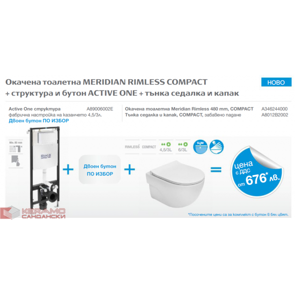 К-т Промоция Roca Meridian Rimless Compact и структура Active One