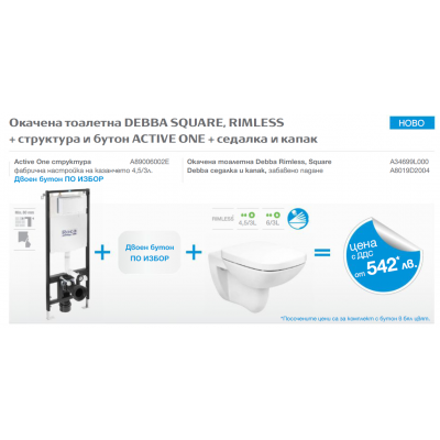 К-т Промоция Roca Deeba Square Rimless и структура Active One