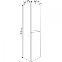 Шкаф колона за баня  ICP 3012W бяла